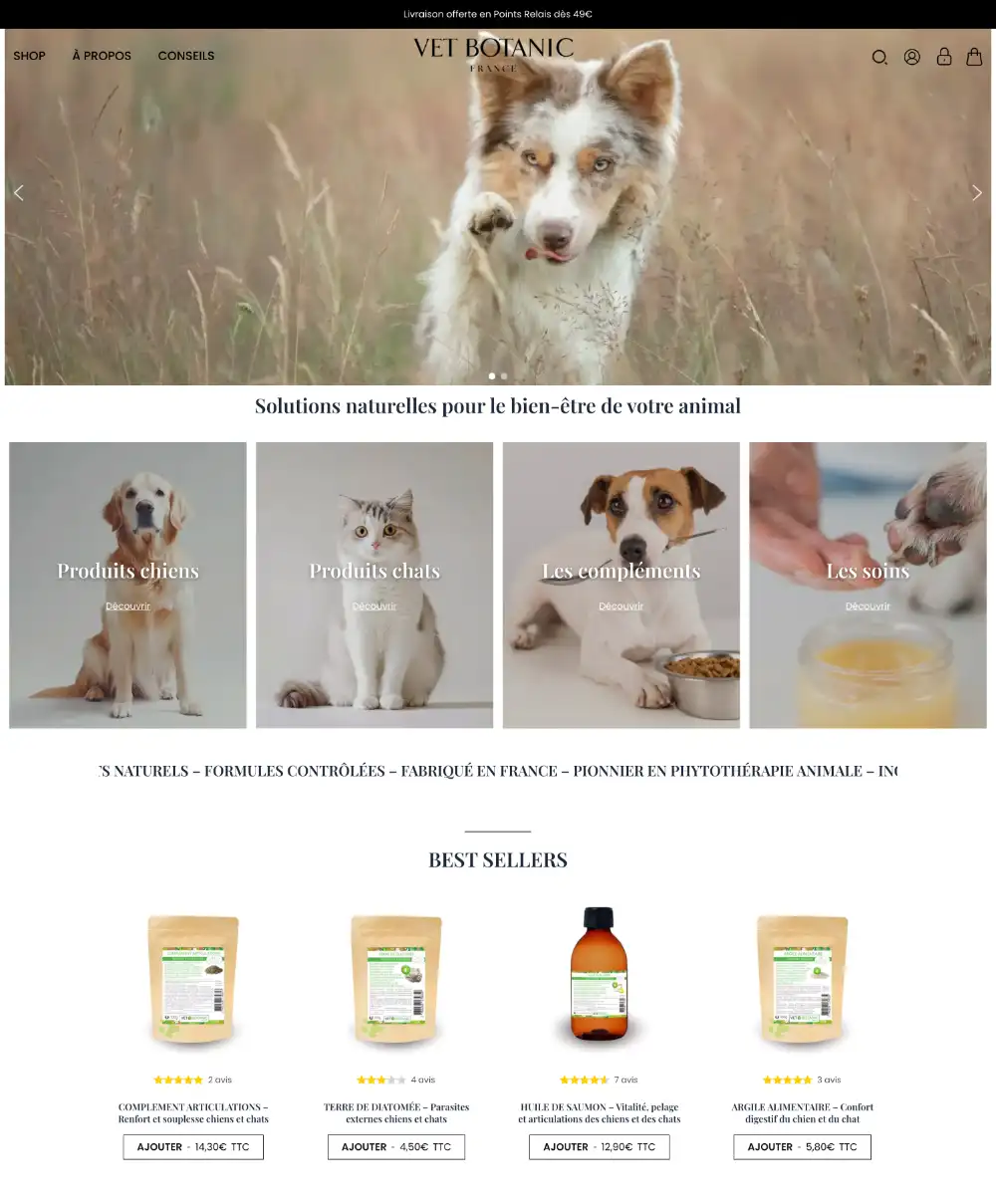 Site e-commerce Vet Botanic
